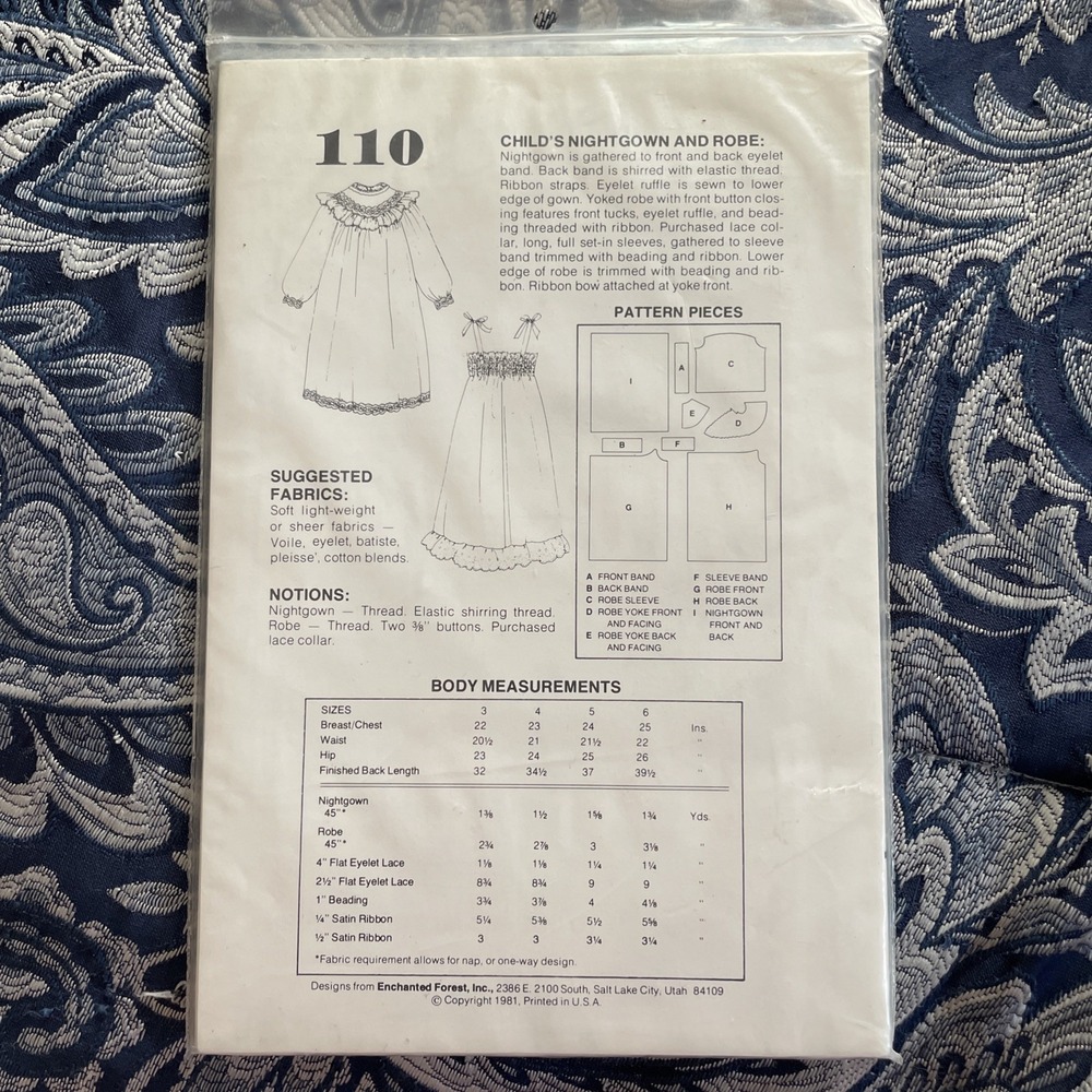 Little Darlings‎ Enchanted Forest Pattern 110 VTG 1981 Girls 3-6 Nightgown Robe - Picture 5 of 12